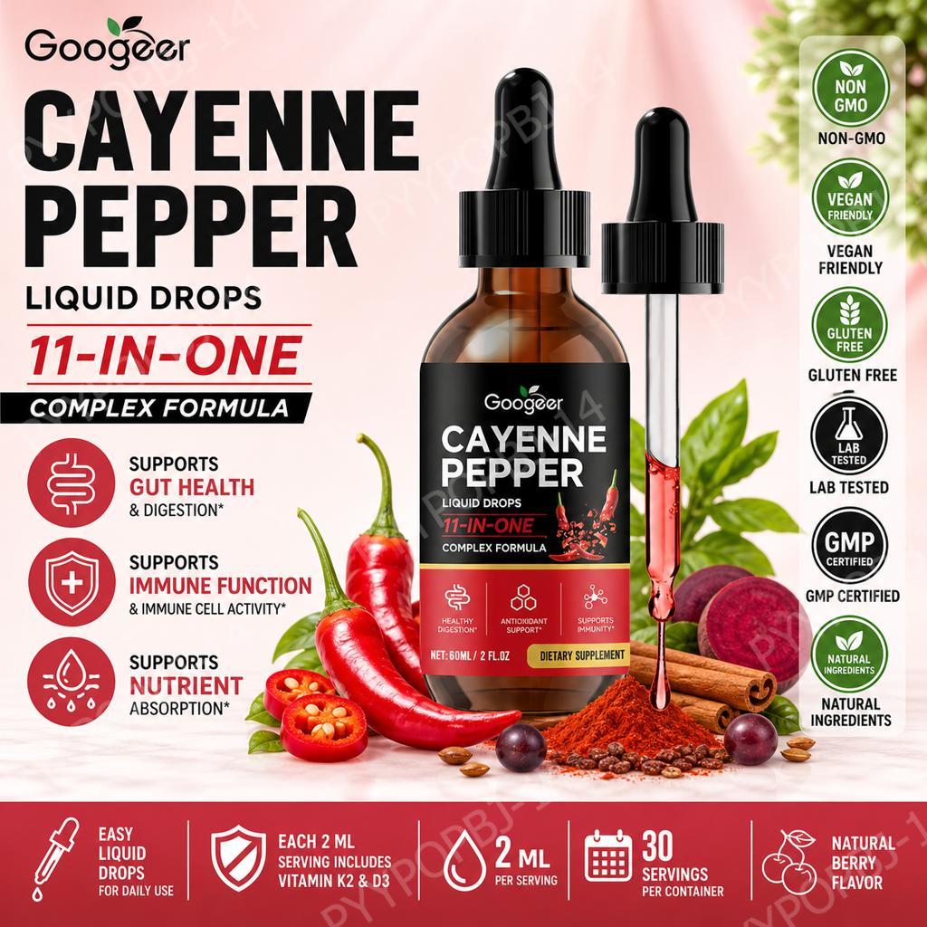 Vitamin D3 K2 Drop - Жидкие капли Googeer Cayenne Pepper, комплексная