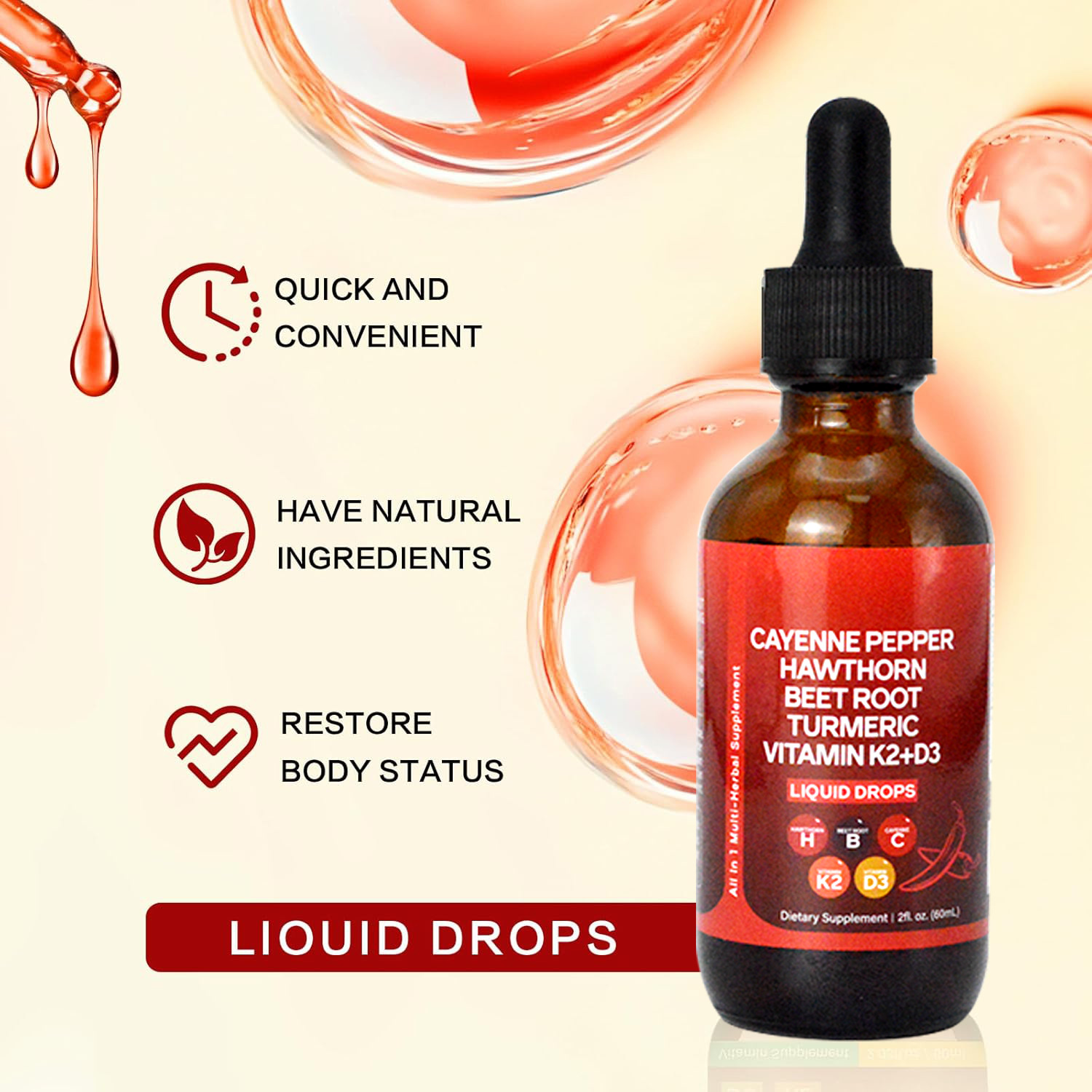 60 мл жидкие капли перца с кай – обзор и цена Vitamin D3 K2 Drop