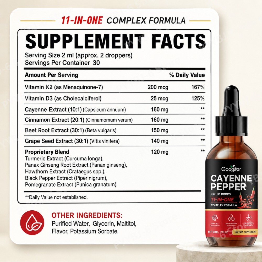 Жидкие капли Googeer Cayenne P – обзор и цена Vitamin D3 K2 Drop